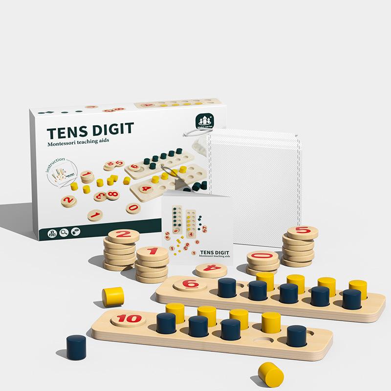 

Kids Montessori Education Wooden Math Toy 1-10 Numbers Counter Learning Digital Ten-Frame Cognition Counting Sensory Board Games
