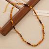 Brown Leather Sun & Star Double-Layer Choker Necklace - Y2K Niche Style for Women