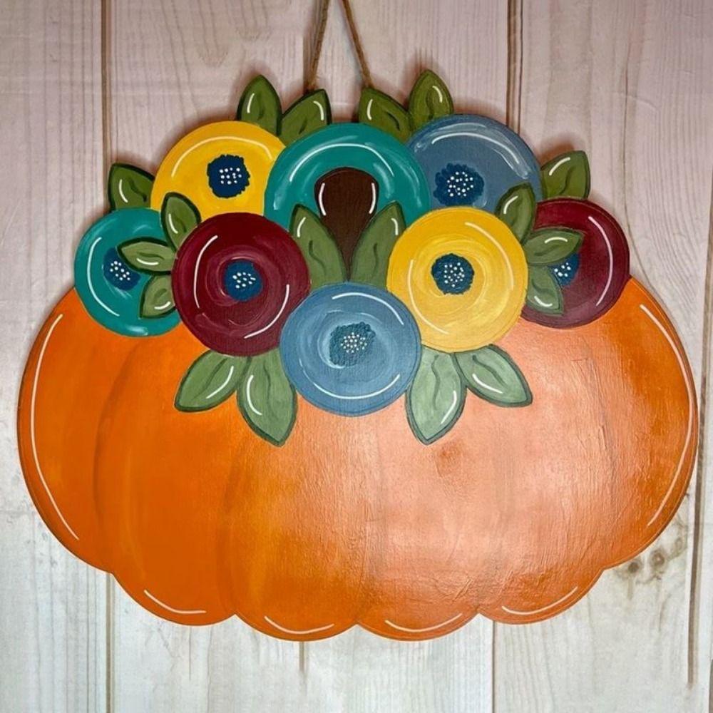 With Rope Wooden Pumpkin Door Plate Reusable Halloween Hanging Ornaments  Layout Decor