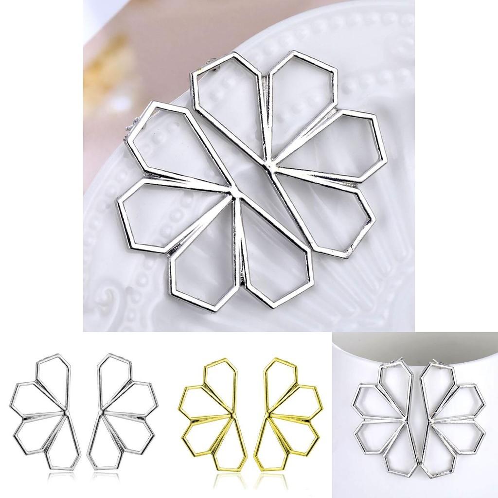 Elegant Geometric Hollow Alloy Earrings Trendy Statement Jewelry For Women