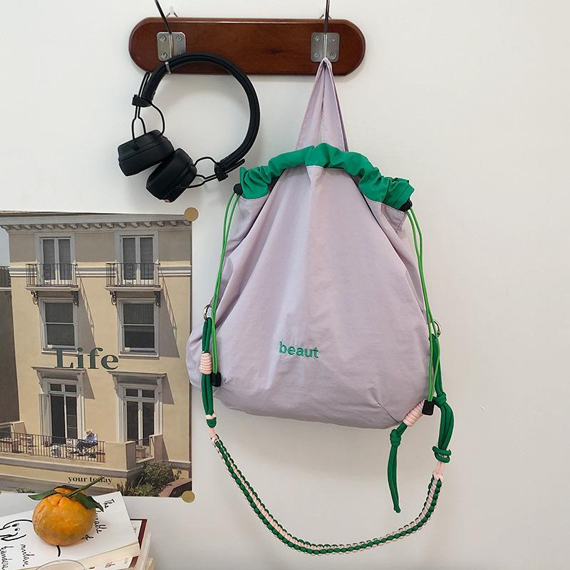 

College students in class casual contrasting shoulder bag women s summer new large-capacity messenger tote bag фиолетовый