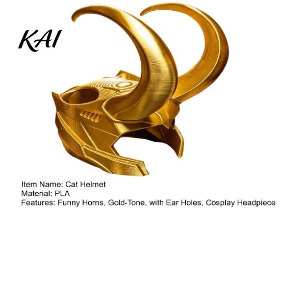 Cosplay Pet Headwear Cat Horn Crown Helmet, Golden Headpiece, with Ear Holes, Photo Props Funny Helmet for Halloween Theme Parties Costume Accessories