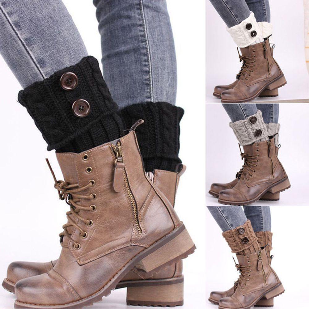 

Winter Knitted Button Wave Crochet Leggings Boot Knee High Leg Warmer Socks