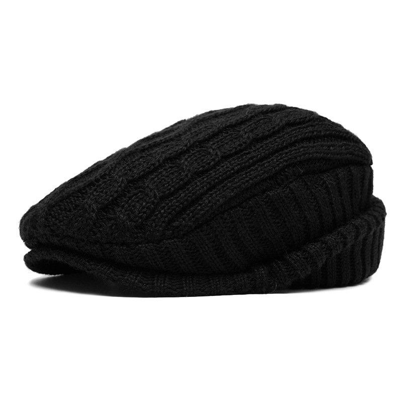 Autumn and Winter Knitted Woolen Hats Beret Caps Women Versatile Forward Hats Ear-protecting and Fleece Warm Men's Baseball Caps
