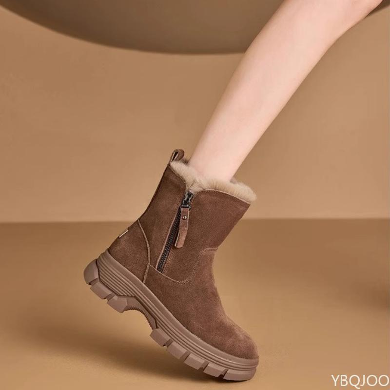 Fashion Winter New Solid Color Warm Thick Snow Boots Zipper Simple Comfortable Daily Casual Non Slip Wear Resistant  Women's Boots