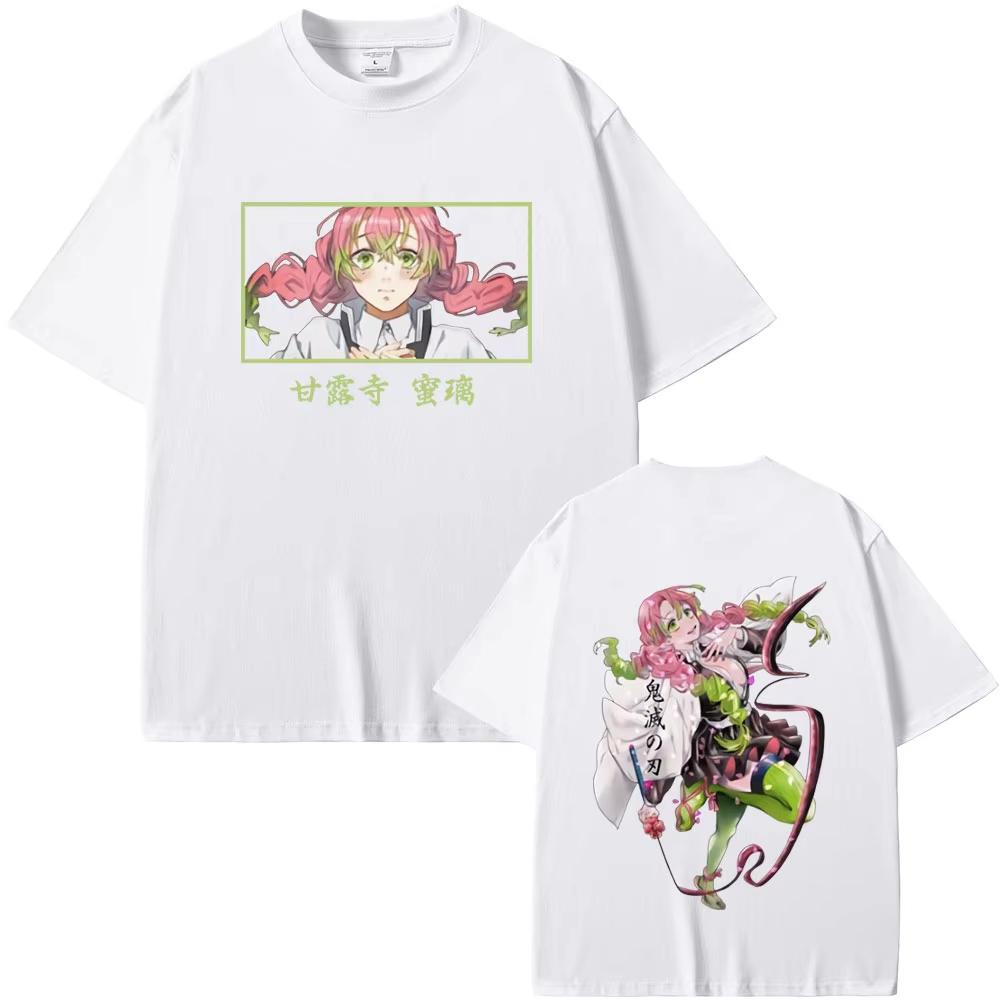 Anime Demon Slayer Kanroji Mitsuri Graphic Print T-Shirt Kimetsu No Yaiba T Shirt Summer Men Women Casual Soft Cotton Tshirt Top