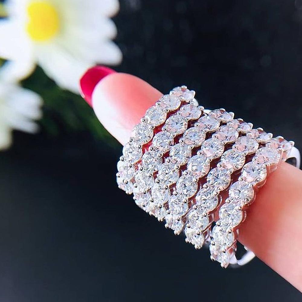 Cao Shi Celebrity Style Women's Single Row Zircon Pave Ring - Fashionable, Stackable Couple Ring