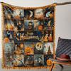 [Halloween Throw Blanket] Soft Flannel Halloween Throw Blanket | Witch And Moon Design, Digital Print, Contemporary Style