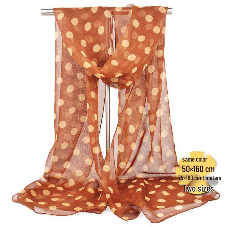 Classic Polka Dot Silk Georgette Scarf - Versatile Summer Sunscreen Shawl