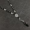Pagan Rosary, Prayer Beads, Black Onyx Pentagram Necklace, Beaded Trad Goth Necklace