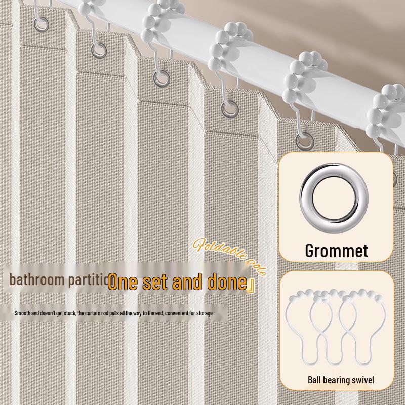 Einfarbiger Verdunklungsvorhang aus Kunstleinen mit Teleskopstange - Langlebig, Schlicht und Atmosphärisch für das Badezimmer