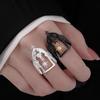 New Hollow Castle Wing Ring Unisex Fashionable Versatile Vintage Unique Mid Ancient Style Gothic Jewelry Gifts