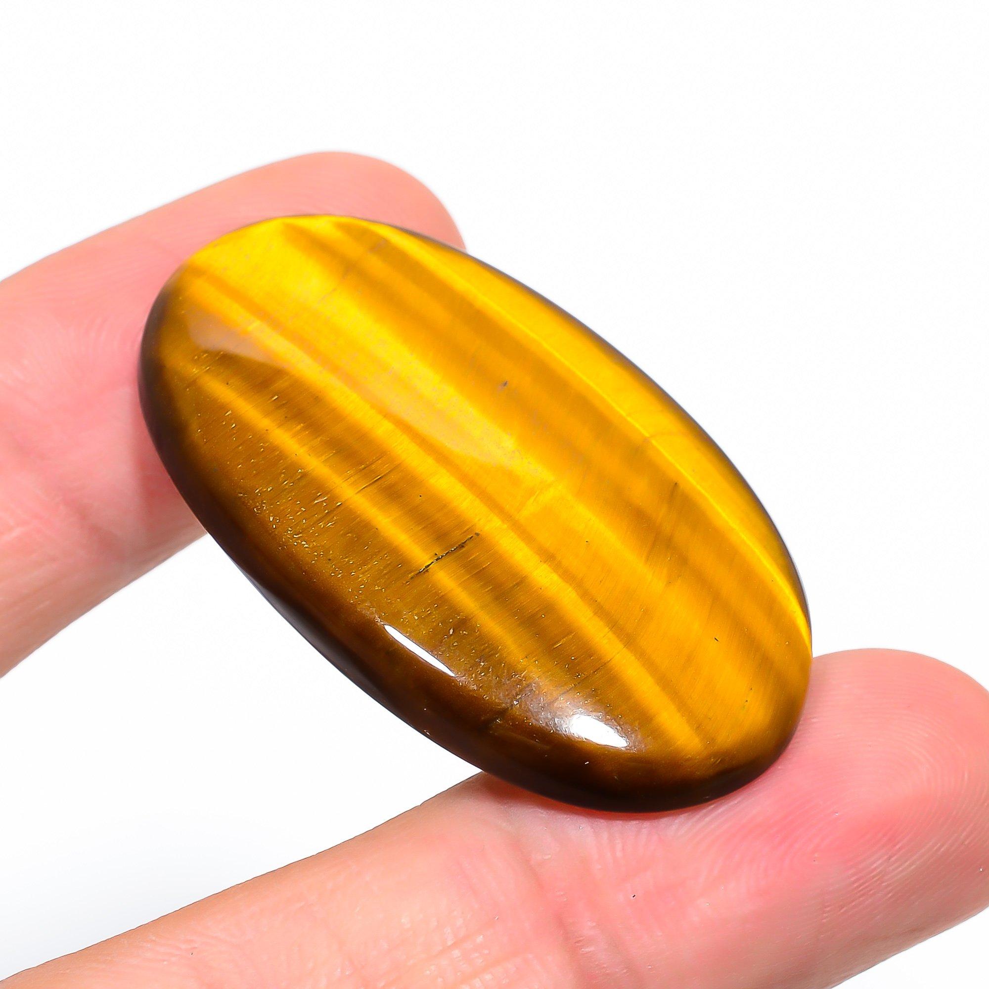 

Natural Tiger Eye 2.6x4.5cm Cabochon Fine Loose Gemstone 62.15Cts. u2T71 жовтий