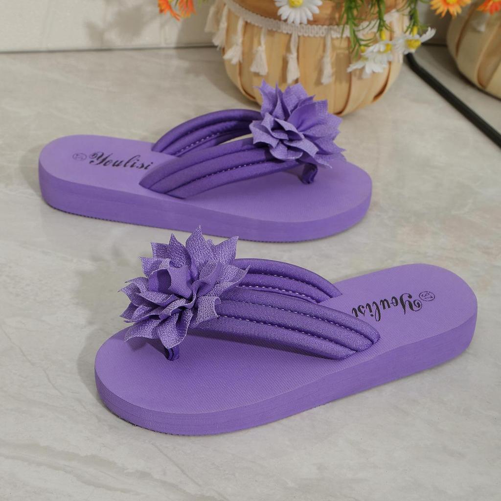 Women's Plus Size Flower Thong Flip-Flops - Unisex Summer Couple's Flat Sandals