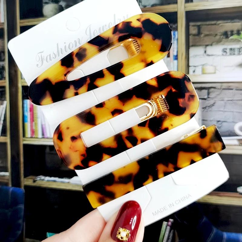 

Набор из 3 ацетатных заколок для волос, заколка, женские аксессуары для волос, украшения, корейские заколки-автоматы, зажим для волос для женщины, девушки, головной убор