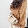 Women's Furry Handbag Retro Style Large-Capacity Fashionable Crossbody Bag Detachable Shoulder Strap Wing Shape Bag