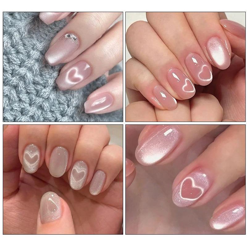 Hartvormige Kattenoog Magneet Y-vorm Kattenoog Nagelmagneet Set Liefdespatroon Magneet Geschikt voor DIY Gel Polijsten Magnetische Tools