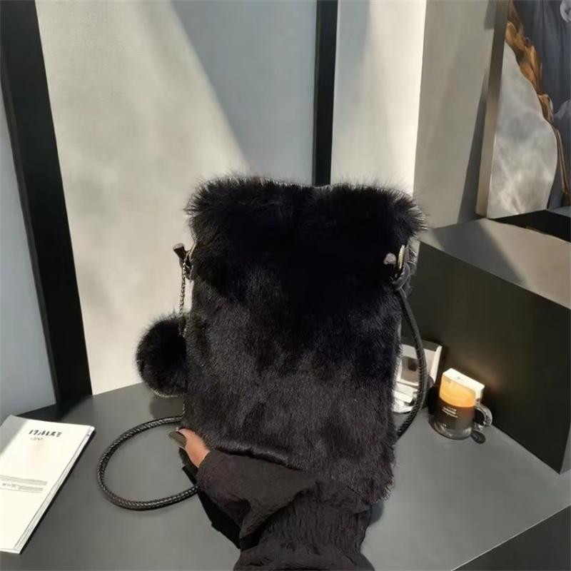 Furry Crossbody Phone Bag Women's Autumn Winter New Style Plush Shoulder Bag Soft Mobile Phone Square Pouch Female