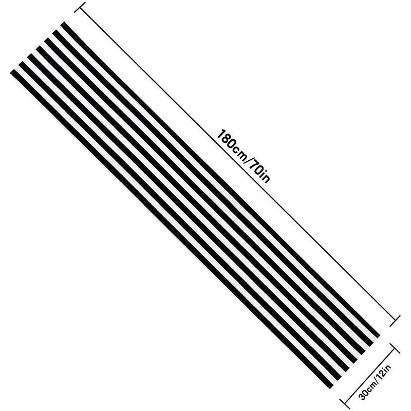 Classic Black and White Striped Table Runner Elegant Polyester Wood GrainTable Decor for Indoor Outdoor Halloween Banquet Party
