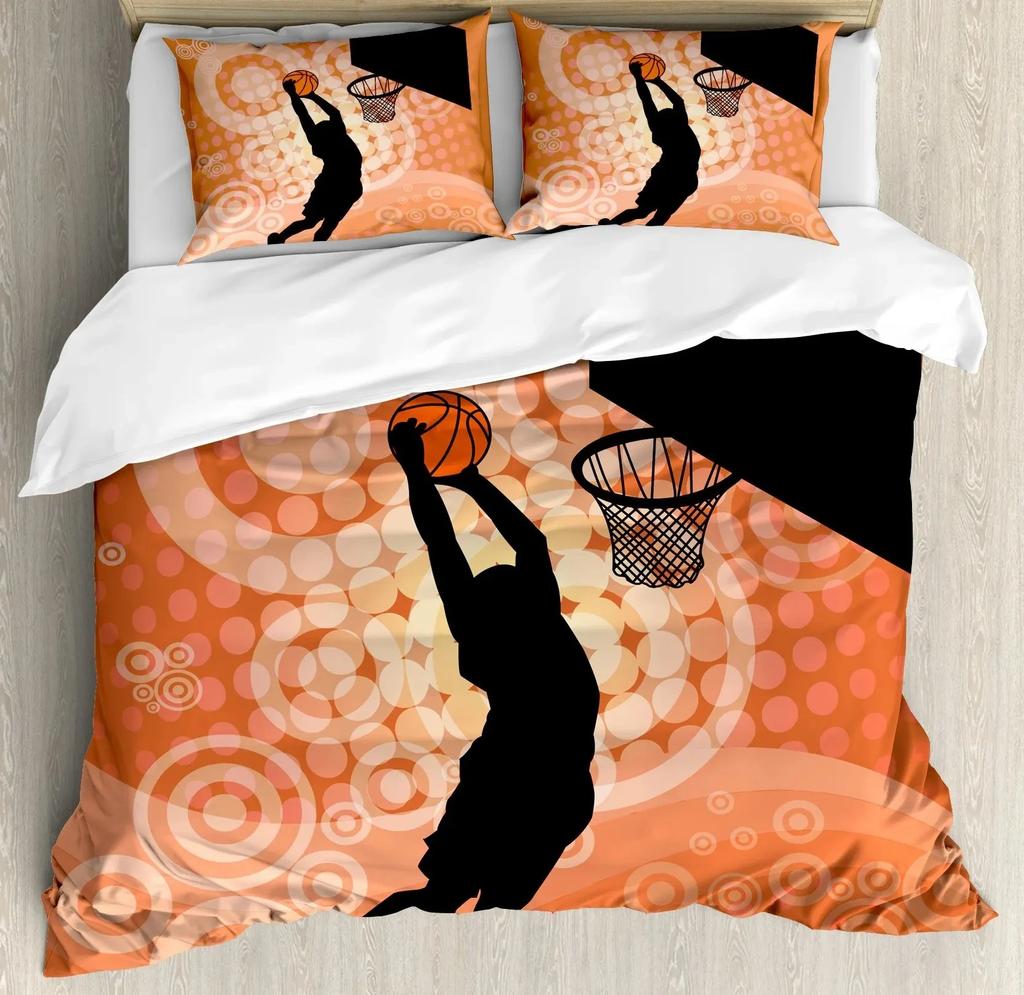 3D Basketball Duvet Cover King For Teen Boys Kids Fire Water Sports Bedding Set Microfiber Ball Game Quilt Cover With Pillowcase