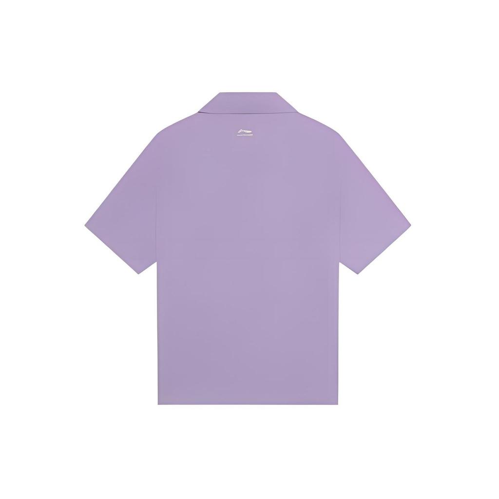 Li-Ning Summer Party Graffiti Tie-Dye Letter Print Casual Short Sleeve Shirt Women Shirts Purple ASHS888-1