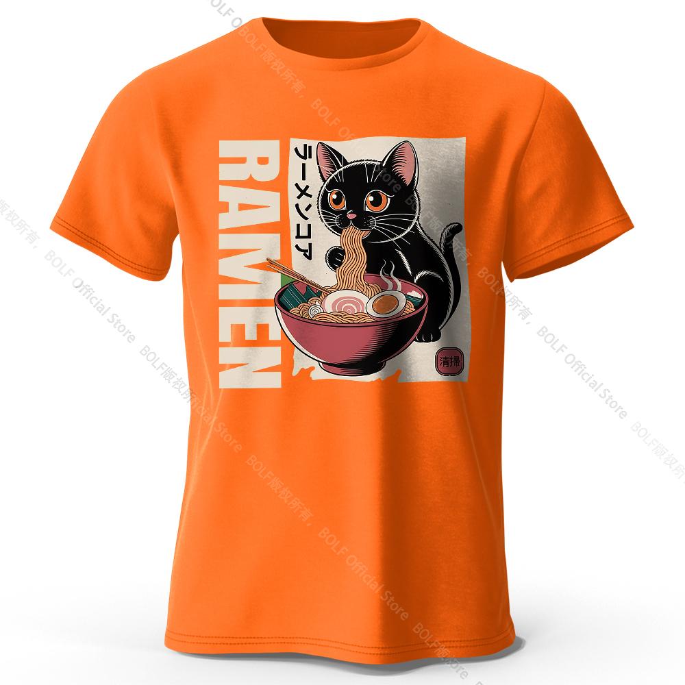 Men's Ramen Printed T-Shirt 100% Cotton Oversized Japanese Graphic Tees for Women Summer Tops Noodle Streetwear