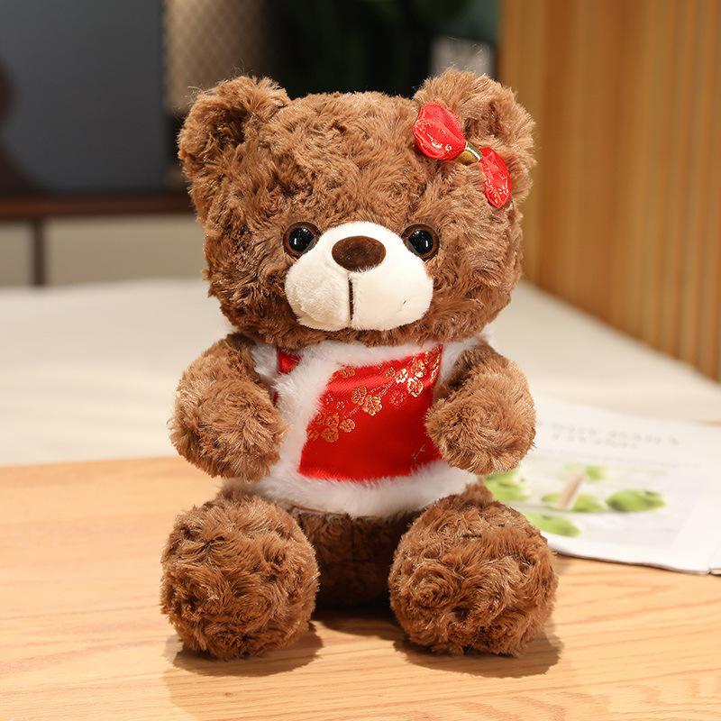 New Year Festive Tang Suit Teddy Bear Doll Plush Toy Children's Rag Doll Decoration Props Doll