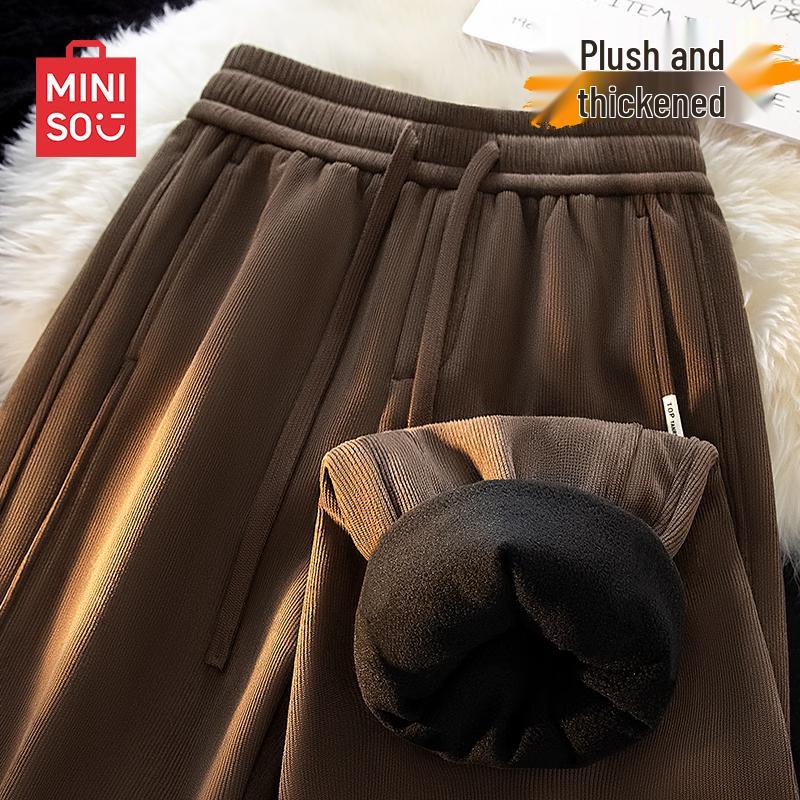 Мужские зимние прямые брюки-карго с подкладкой из флиса MINISO M
