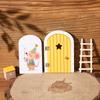 Colorful Mini Tooth Fairy Door Wooden Painted Mouse Magic Gate Dollhouse Garden with Staircase Teeth Box Keepsake Gift for Kids