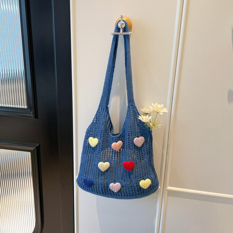 

Милая и простая пляжная сумка для ленивого отдыха у моря, женская сумка-тоут большой вместимости, новинка лета 2025 года темно-синий