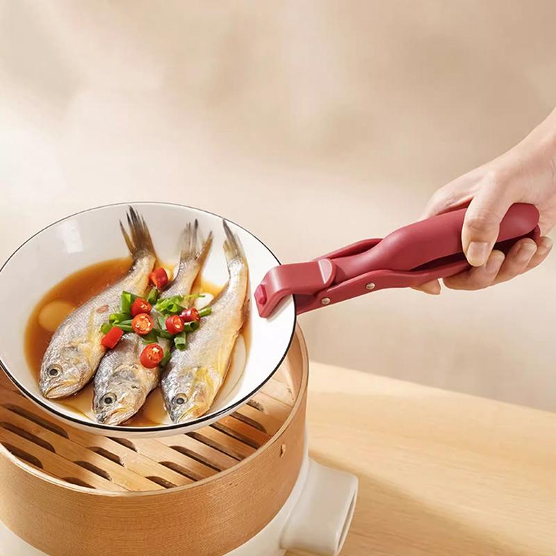 Bowl Spoon Dish Clamp Pot Pan Gripper Clip  Dish Plate Bowl Clip Tongs Anti-Scald Non-Slip Handle Kitchen Gadgets