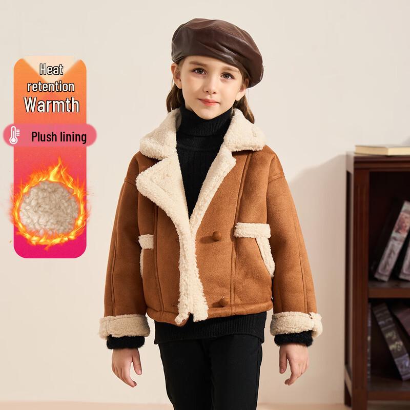 Montagut Girls  Winter Vintage Warm Fleece Lined Moto Jacket 130