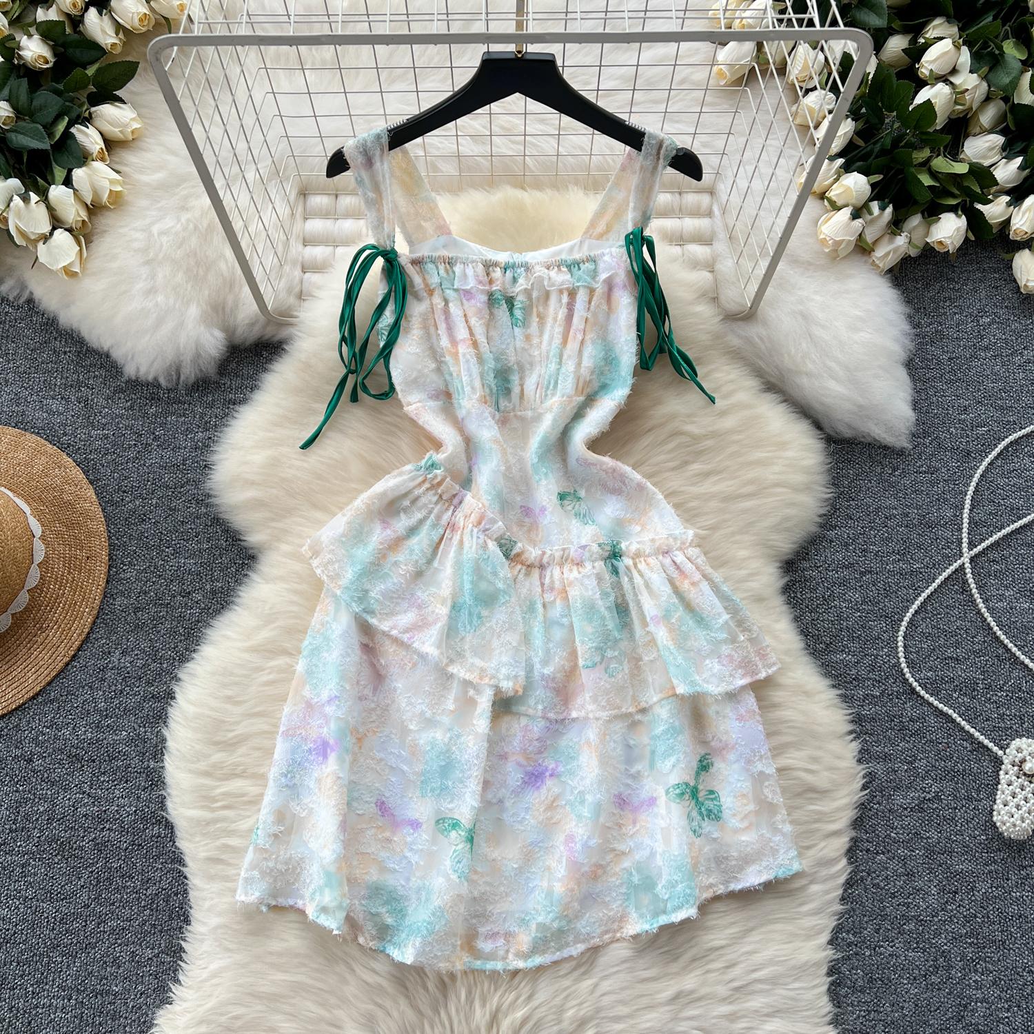 

Французское сладкое короткое платье с бантом на подтяжках, женское элегантное кружевное платье с рюшами и вышивкой, платья феи, женский модный дизайн, повседневная праздничная одежда