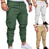 Pantaloni cargo pentru bărbați de mărime mare, de culoare uni, cu buzunare multiple, cu șnur la gleznă