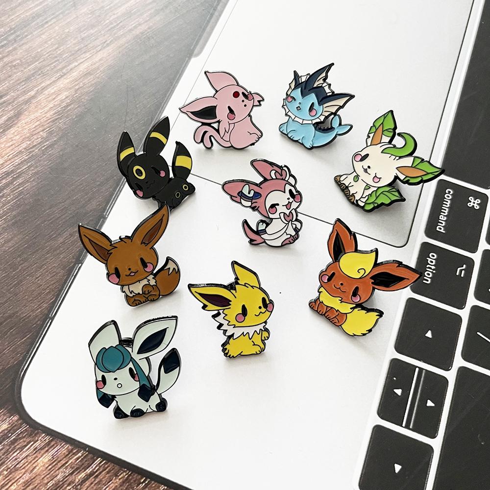 Eevee Family Enamel Pin Cartoon Anime Metal Lapel Brooch For Denim Jacket Backpack Hat Decor Kawaii Gift For Kids