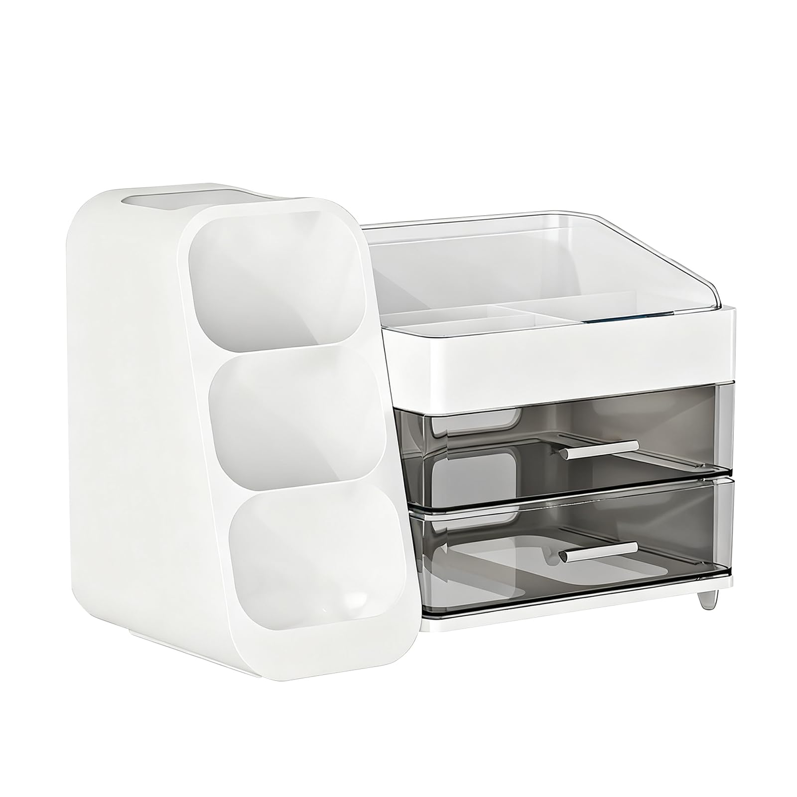 Cosmetic makeup storage makeup storage pen large desktop storage rack for nail cosmetic categorized storage box, box, case, holder, dividers, drawer, белый