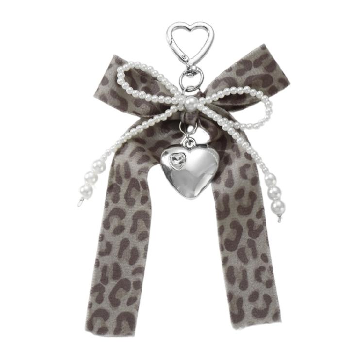 

Unique Leopard Print Bows With Star And Heart Detail Bag Decoration Retro Style Bags Accesories Keyring For Women