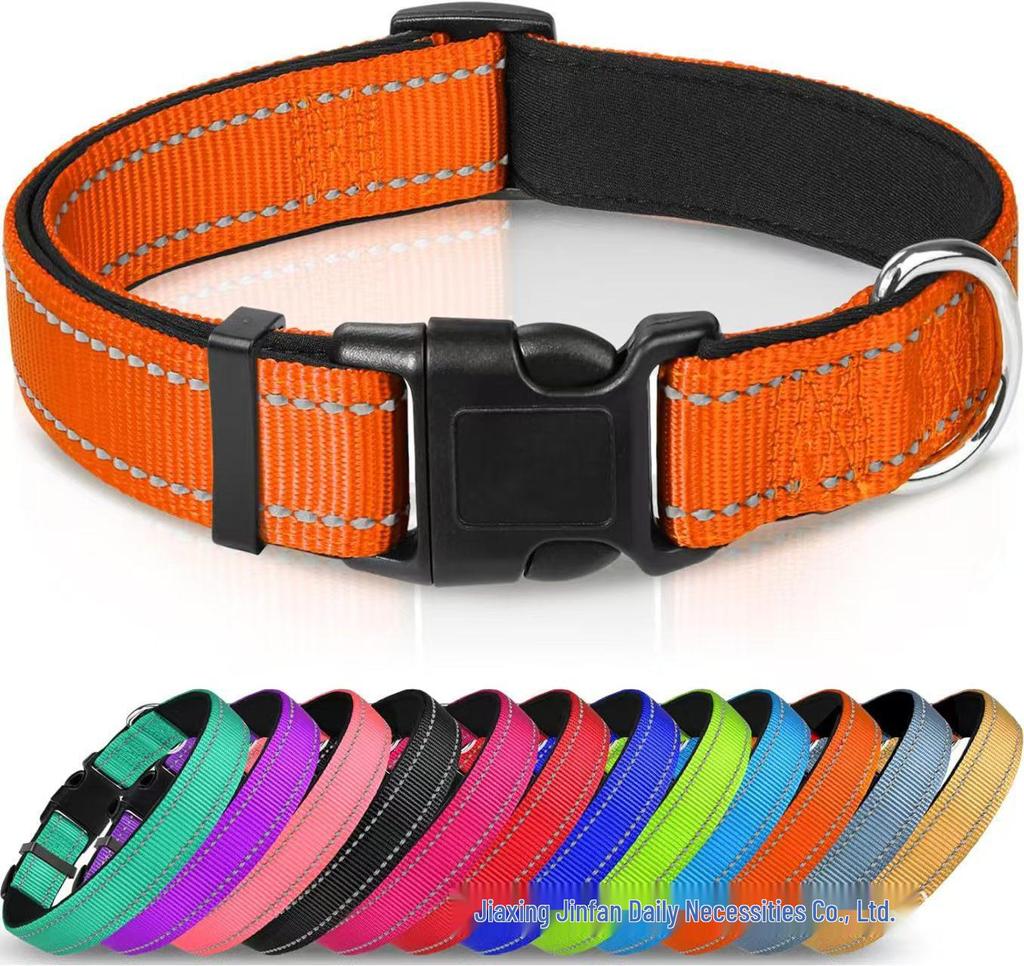 Ensemble Collier et Laisse pour Chien en Nylon Réfléchissant Réglable et Respirant - Taille Moyenne