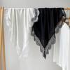 Women Solid Color Chiffon Scarf Lace Trim Ethnic Shawl Lightweight Soft Headscarf Versatile Neck Scarf