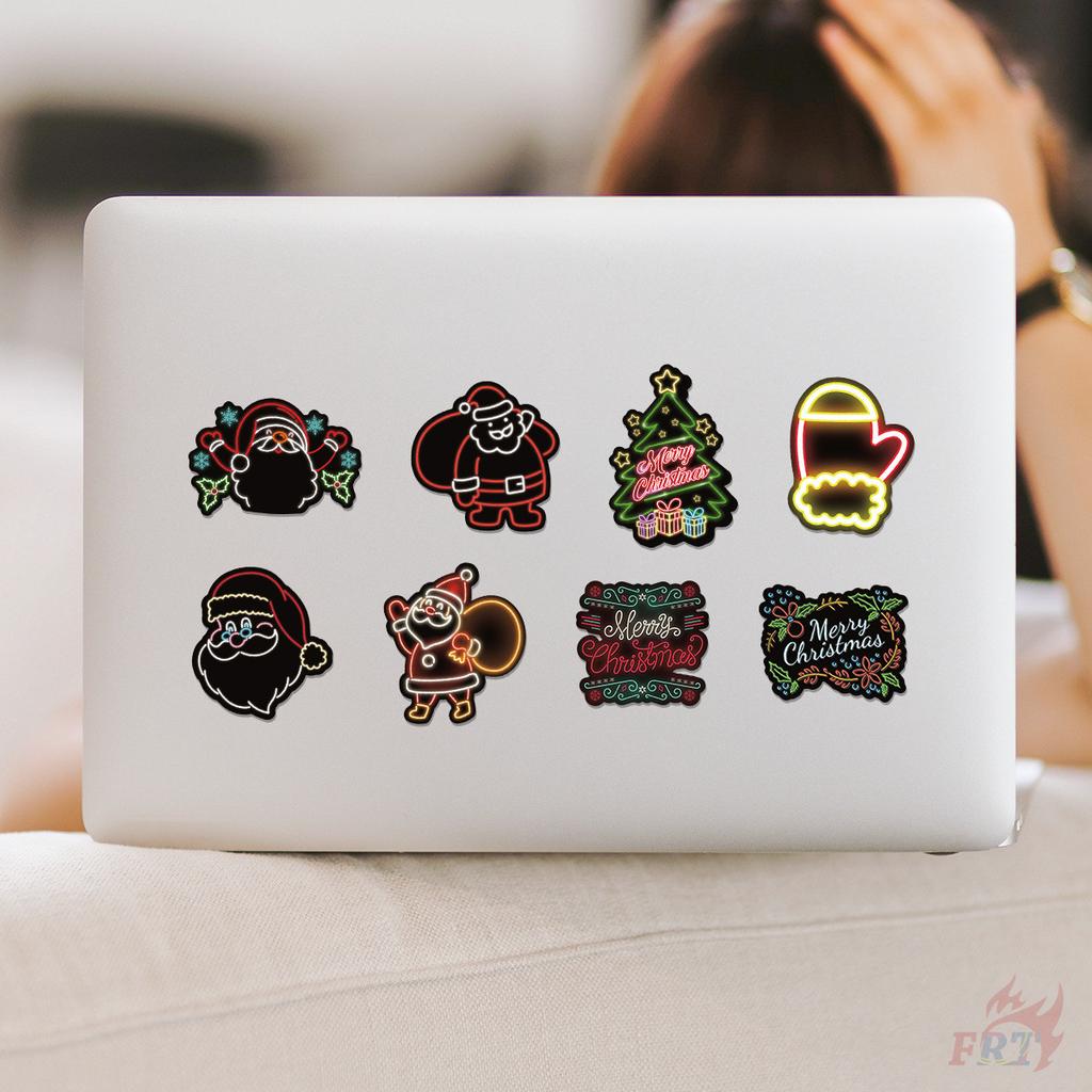 50Pcs/100Pcs Merry Christmas . Neon Color Style Stickers DIY Fashion Waterproof Doodle Decals Stickers