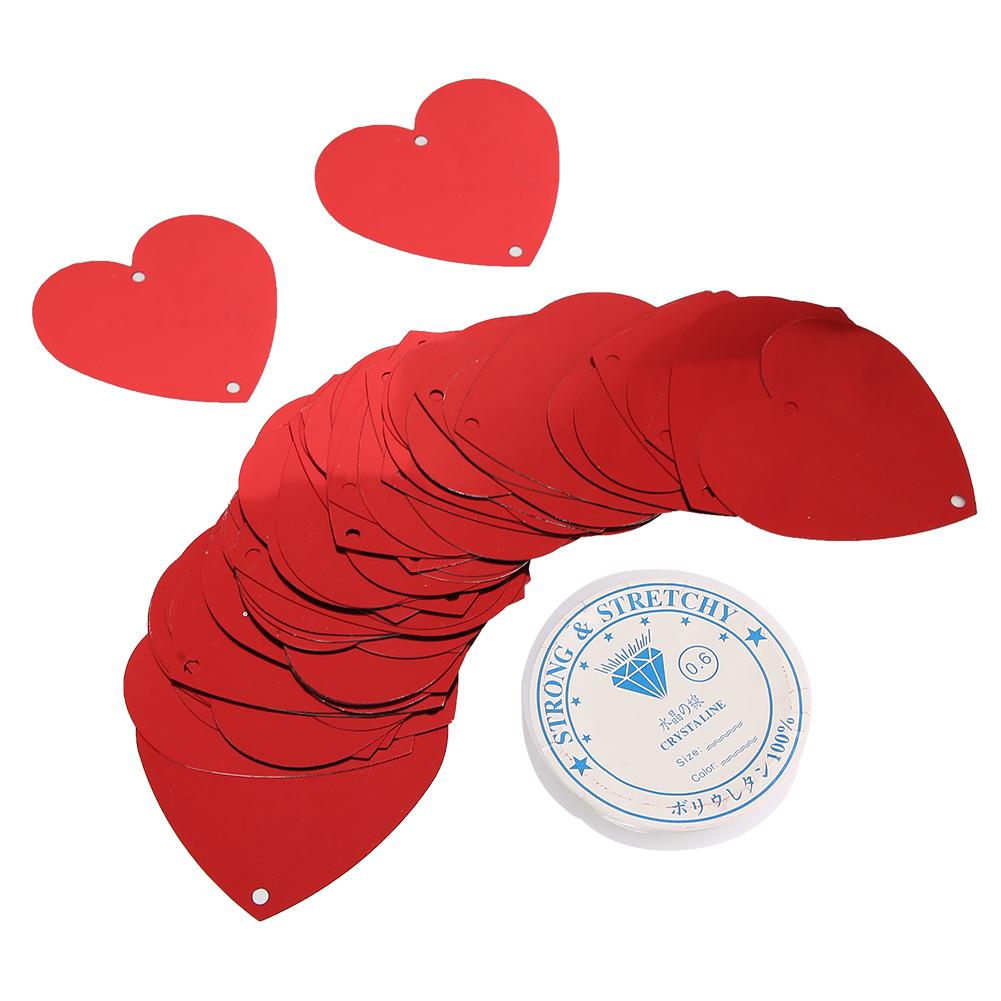 100pcs Red Heart Shape Confetti Plastic Paper Scrap Birthday Wedding Party Valentine"s Day