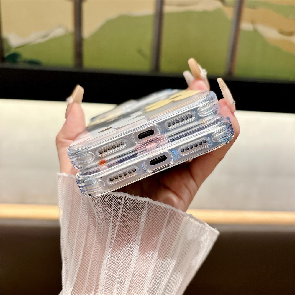 Stereoscopic Flowers Floral Clear Case For iPhone 17 Pro Max Air 16 15 Pro Max For Magsafe Wireless Charging Hard Cover Bumper