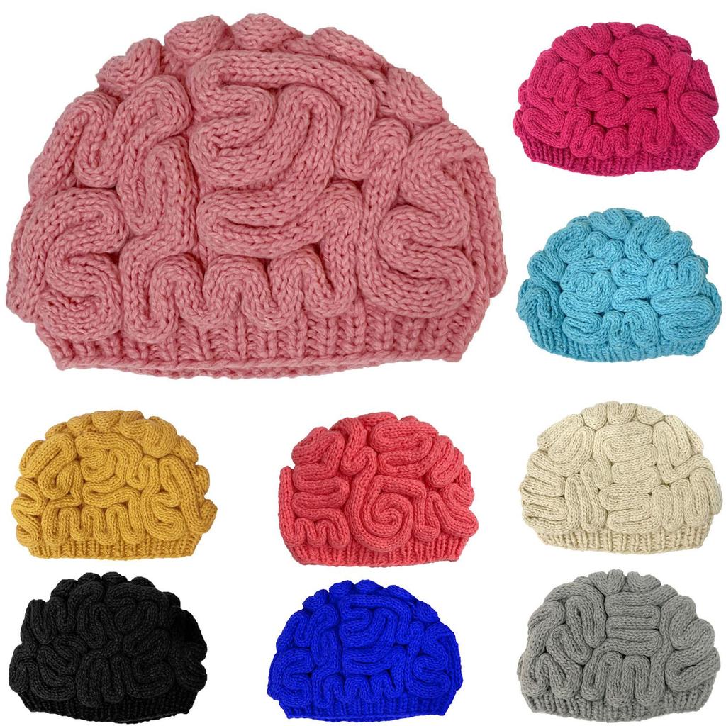 Cappello a Forma di Cervello Horror Lavorato a Maglia a Mano BomHCS - Accessorio per Costume di Halloween
