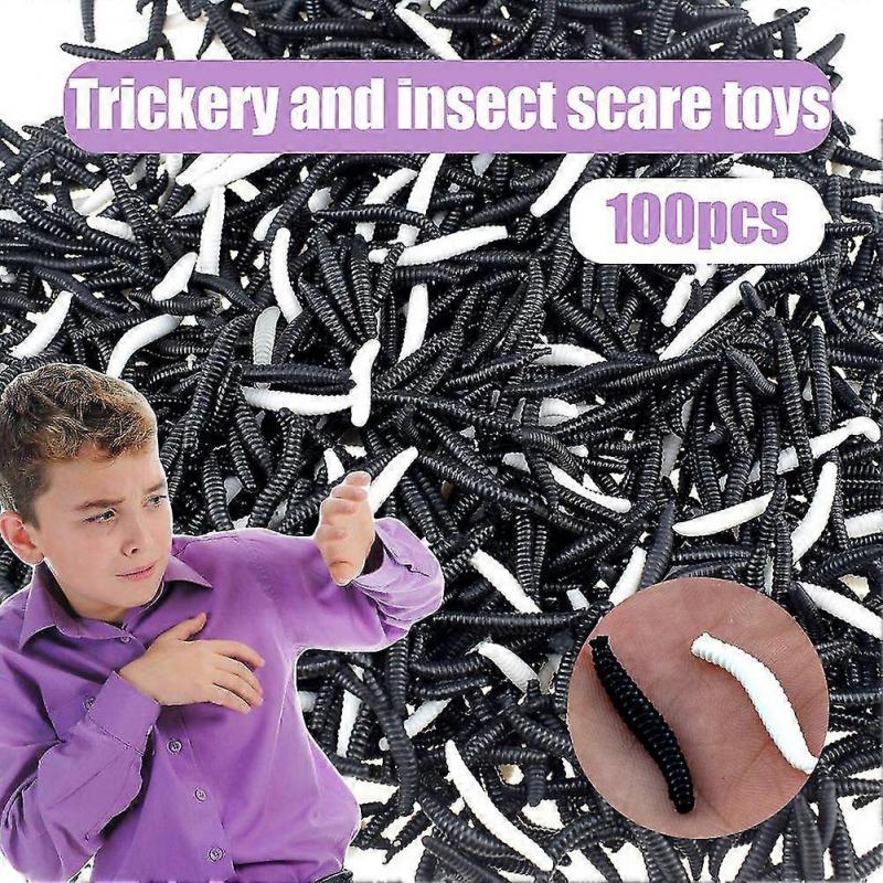 100pcs/set Artificial Maggot Worm Model Stretchy Trick Toy Halloween Party Props hy