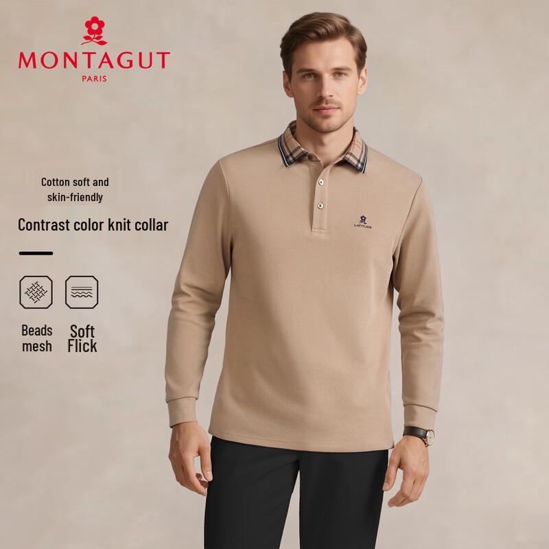 MONTAGUT Men's Long Sleeve Cotton Blend Polo Shirt