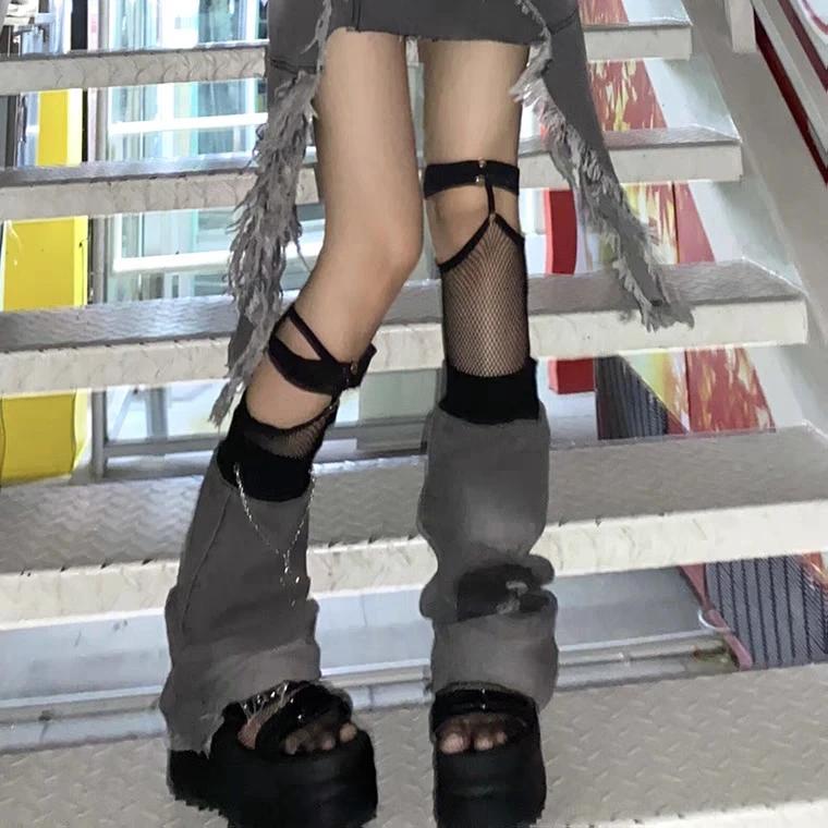 Gothic Dark Long Sexy Fishnet Stockings Women Kawaii Harajuku Emo Alt Mesh Tights Lingerie Skin Thigh Knee High Garters Hosiery