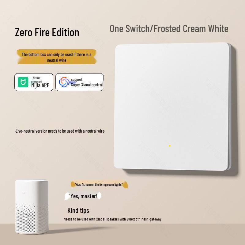 Mijia Smart Switch Doppel-/Einzel-Nullleiter-Feuerkontrollpanel mit Sprachsteuerung für das ganze Haus.