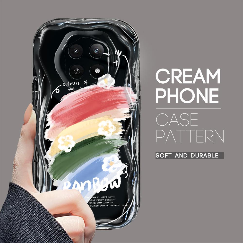 Carcasă cu textura cremă cu model de desene animate, cu margine ondulată, husă din silicon moale pentru telefon pentru OPPO Reno Realme OnePlus Vivo