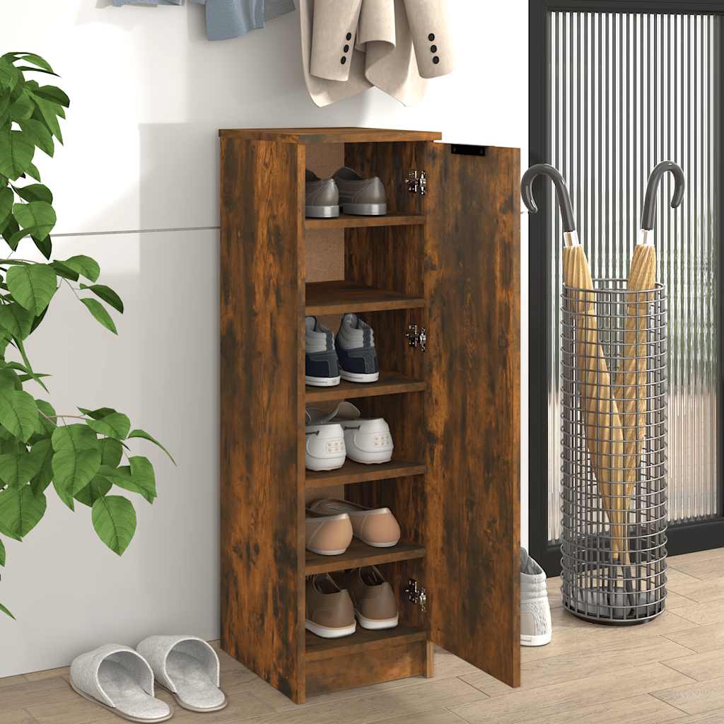 Shoe Cabinet Smoked Oak 30 x 35 x 100 cm Particleboard