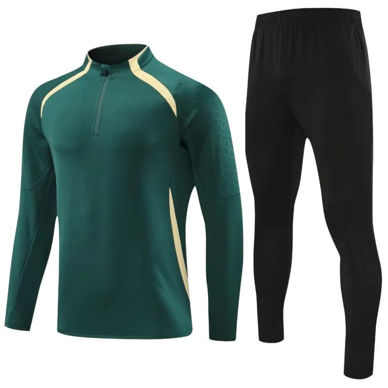 Mens Half-Zip Long Sleeve Soccer Training Jacket Set Winter Sportswear Basketball Football Practice